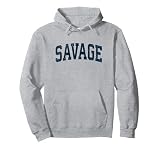 Savage Minnesota MN Vintage Athletic Sports Navy Diseño Sudadera con Capucha