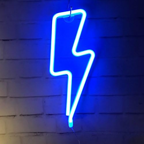 QiaoFei LED Neon Lightning Sign Shaped Decor Light,Wall Decor for Chistmas,Birthday Party,Kids Room, Living Room, Wedding Party Decor (Pink)