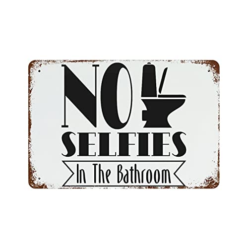 Panneau rustique de salle de bain No Selfies pour une ambiance de charme