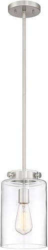 Home Decorators Collection - Mini colgante de níquel cepillado con pantalla de cristal transparente