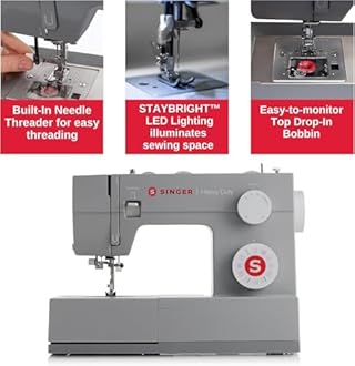 SINGER Heavy Duty Holiday Bundle – 4452 Sewing Machine with Extension Table & 2 Presser Feet | Strong Motor, 110 Stitch Applications, Full Metal Frame, 1-Step Buttonhole & LED Light