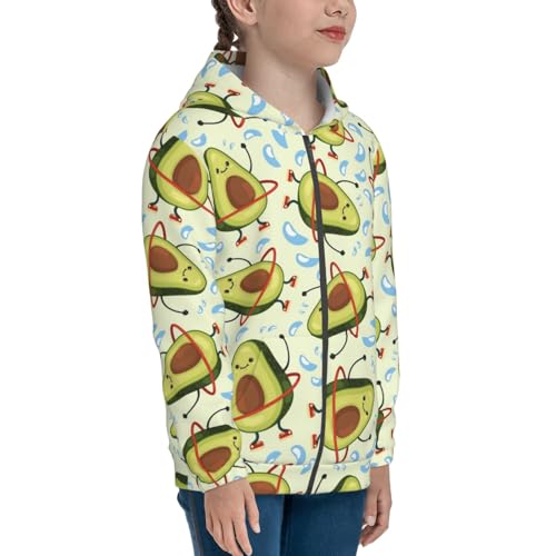 Avocado Doing Sport Kids Pullover Hoodies Boys Zip Up Sweatshirts Girls Athletic Clothes with Pocket4