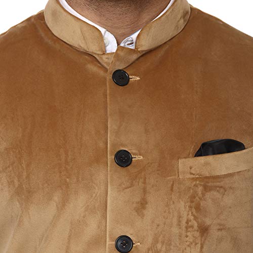 Image of Veera Paridhaan Men's Velvet Solid Green Nehru Jacket NEW
