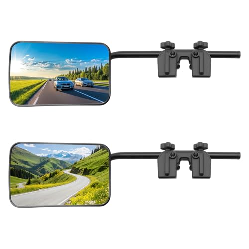 SYNJAUPO Rétroviseur Caravane Universel 2 Pièces, Rétroviseur de Remorquage avec Rotule 360°, Rétroviseur Extension pour SUV Camping-car Caravane, Miroir Clip-on Angle Mort, Électrique ou Manuel