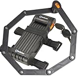 DeSicher Segmental-Lock 100 cm – Faltbares Fahrrad-Faltschloss aus gehärtetem Stahl, Anti-Diebstahl & Anti-Bohrschutz, mit Halterung und 2 Schlüsseln – Schwarz