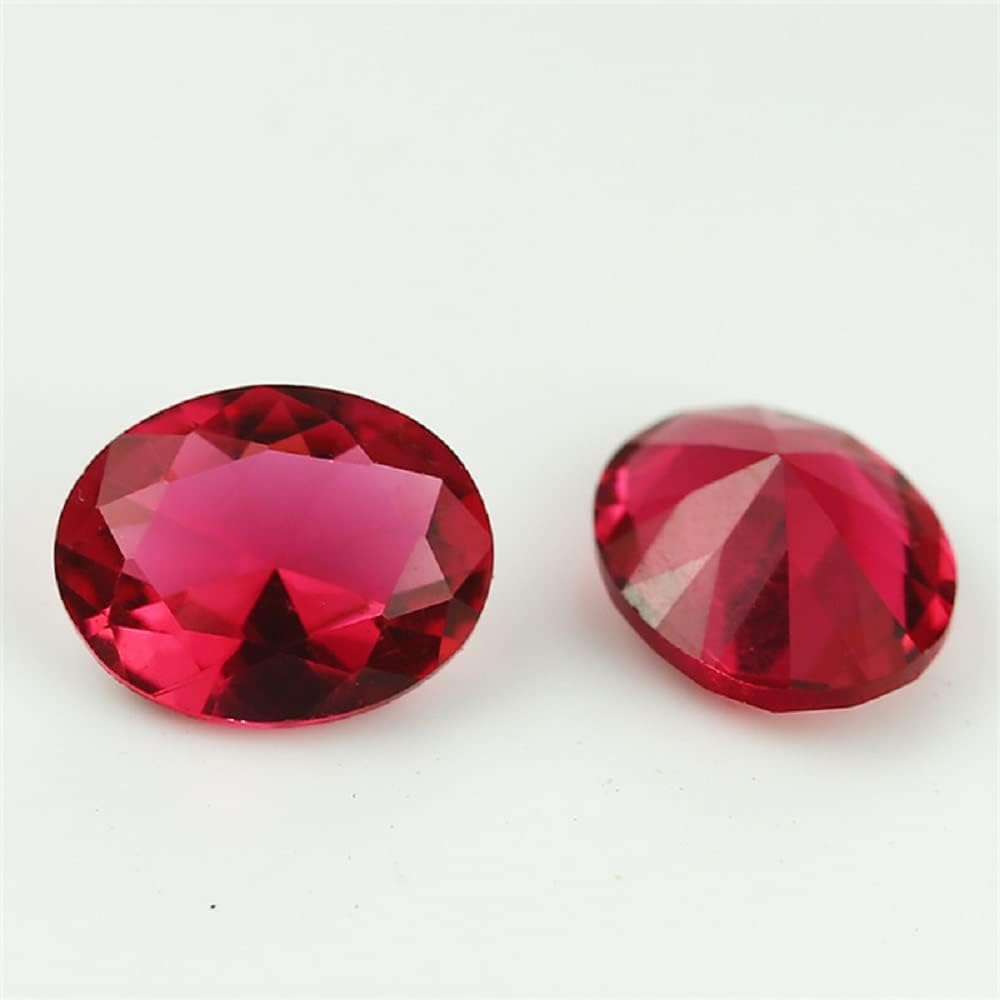 JIANGYUANGEMS 100pcs 12x16mm Oval Cut Rose Red Color Loose Glass Stone Synthetic Gemstone for Jewelry Making