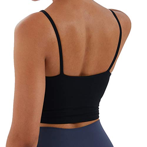 Meslong Women's Strappy Stretch Sports Bra Longline Yoga Tank Top Fitness Bra Workout Camisole Crop Tops For Teen Girl(Black,Small) #TOP3