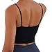 Meslong Women's Strappy Stretch Sports Bra Longline Yoga Tank Top Fitness Bra Workout Camisole Crop Tops for Teen Girl(Black,Medium)