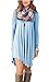 POSESHE Women's "Blake" Stretchy Flowy Long Sleeve Tunic Dress Light Blue,Small