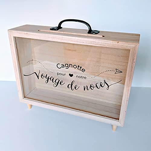 TE Whaka Urne mariage - Urne transparente - Tirelire - Boite en bois - Caisse en bois | Decoration mariage champetre - Cadeau invites enveloppes - Accessoire