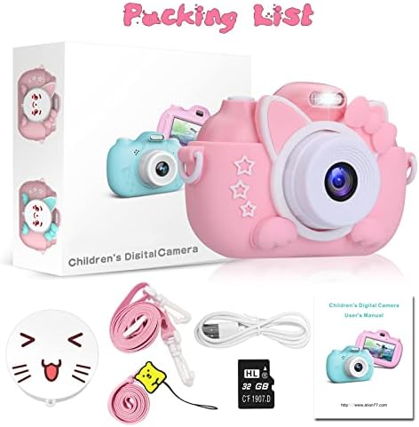 Kids Camera, 3-Inch IPS Touch Screen Children Digital Camera, Multifunction kids Camera with 1080P 30MP HD Video & 32GB SD Card, Birthday New Year Christmas Toy Gifts for Boys Girls Age 3-12 (Pink)