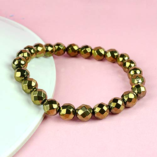 Image of Reiki Crystal Products Natural Crystal Stone 8 mm Faceted Diamond Cut Beads Bracelet for Men & Women | Reiki Charged Gemstone Bracelet | Multiple Stone Variants Available