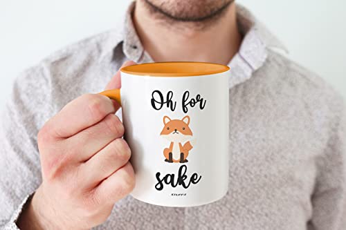 Stuff4 Oh for Fox Sake Mug 11oz Ceramic Dishwasher Safe Premium Yellow Handle Mugs Fox Gifts - Image 4