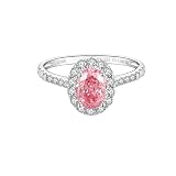 LynChoe Halo 14k White Gold 0.5 to 2.5 Cttw IGI Certified LAB Grown Diamond Engagement Rings with Side Stones, Anniversary Wedding Promise Rings Jewelry Gifts for Women, Clarity VS1-VS2, D E F Color (1.4 Cttw, Pink Oval Diamond, 5, 14k White Gold)
