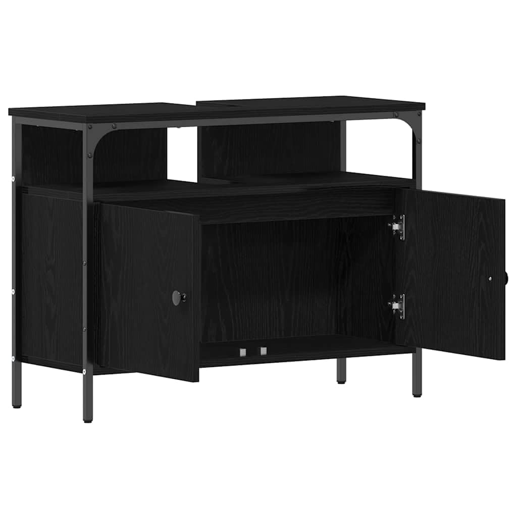 vidaXL Gabinete de Lavabo para Baño Roble Negro 80 x 30 x 60 cm