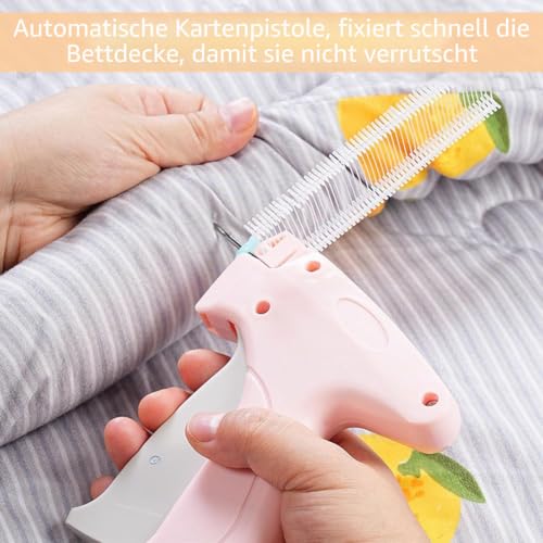 SSKHE Quick Clothing Fixer Kit, Micro Stitch Portable Gun for Clothes And Quilt Sewing, Mini Label Sewing Quilting Hemming Tool with 1100 Mini Micro Fasteners And 150Pcs Replaceable Bear Buttons