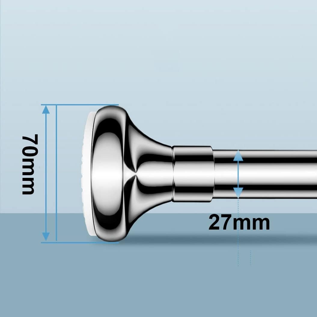 Shower Curtain Rod, L-shaped Shower Curtain Rod，Shower Curtain Rod Stainless Steel Shower Curtain Rod, Extendable Shower Curtain Tension Rod, Non-Slip Spring Tension Curtain Rod No Drilling, for Kitch