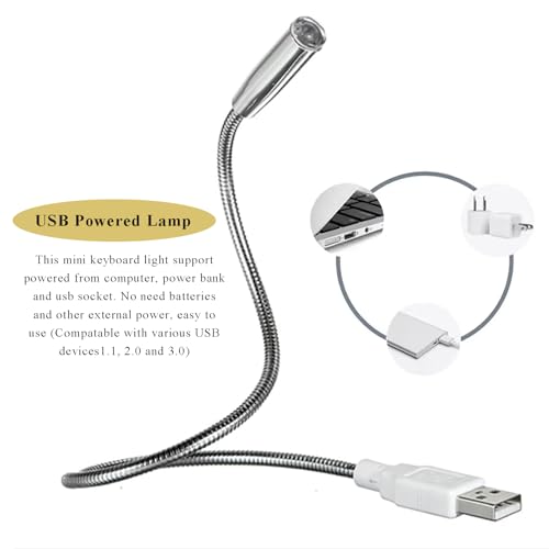Luz de teclado USB con cuello de cisne flexible y mini LED para laptop de 5 piezas 2