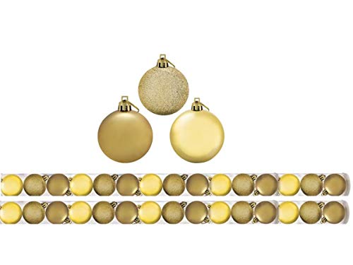 Super Kit 30 Bolas De Natal Glitter, Lisa e Fosca Dourada 4cm - Rio Master