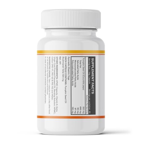 Image of INLIFE Pumpkin Seed Oil, Extra Virgin Cold Pressed, Plant Based Phytosterols, Hair & Prostate Health, Men Women, 60 Veg Capsules