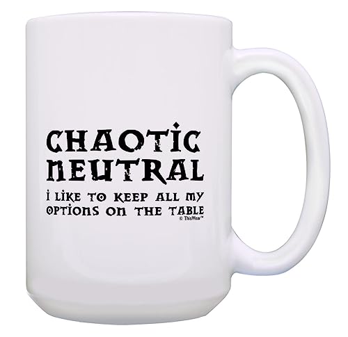Gaming Gifts Chaotic Neutral Alignment I Like to Keep All My Options on the Table RPG 15oz Ceramic Coffee Mug