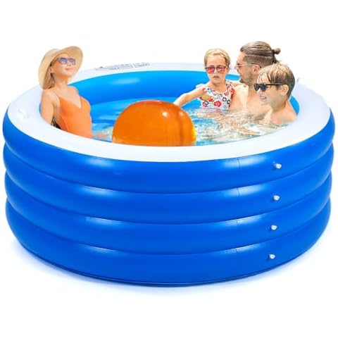Biange Blow Up Pool, 72" X 30" Round Inflatable Pool Adult, Deep Swimming Inflatable Adult Pool for Backyard Cover