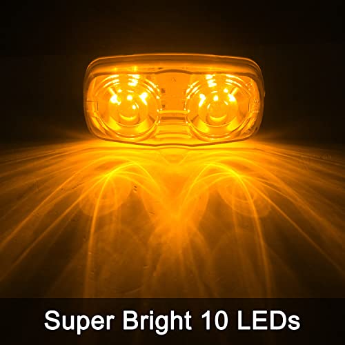 Konrali 14Pcs Double Bullseye Led Marker Lights 10 Led, 2X4 Rectangle Led Trailer Marker Lights Red/Amber Surface Mount 12V Airstreams Rv Camper Led Marker Clearance Lights Sealed (7 Amber+ 7 Red) #TOP3