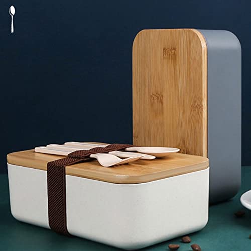Lunc Boxes Scatola portapranzo in Legno dai Colori Moderni, Utilizzabile nel microonde e nel detersivo, 2 Scomparti, a Prova di perdite, Adatta per Le Famiglie