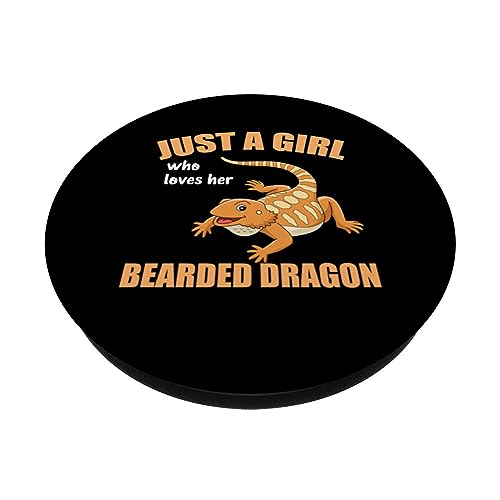 Bearded Dragon Lizard - Just a Girl Who Loves Bearded Dragon PopSockets Swappable PopGrip, Black - Image 2