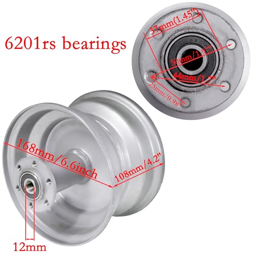 JMCHstore 6'' Wheel Rim for Coleman CT100U CC100X Mini Bike (Silver, Rear Rim)