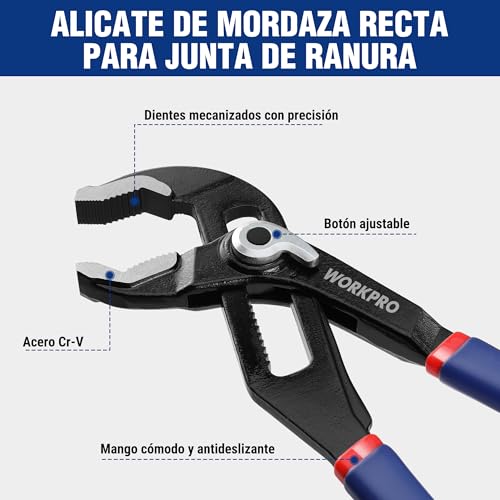 Miniatura 3 de Workpro 2 Piezas- Alicates Extensible, Alicate De Pico De Loro Con Ranura Curvada, Liberación Rápida