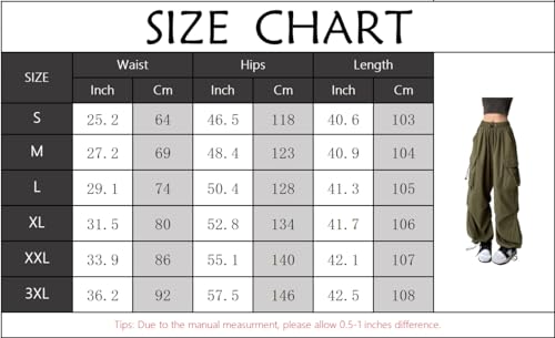 XKBHYD Womens Parachute Pants Y2K Baggy Cargo Gothic Elastic Waist Harem Pants Cargo Pockets Grunge Punk Trousers Camouflage