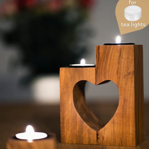 Tbfm Wooden Heart Candle Holder – 6” Handmade Decorative Candles Holders/Unique Candles For Her/Romantic Gift For Wife/Girlfriend/Acacia Wood Decor Tealight/Unity Love Gifts #TOP5