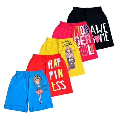 T2F Girl’S Regular Cotton Shorts (Gls-Shrts-01_Multicolor_7-8 Years)