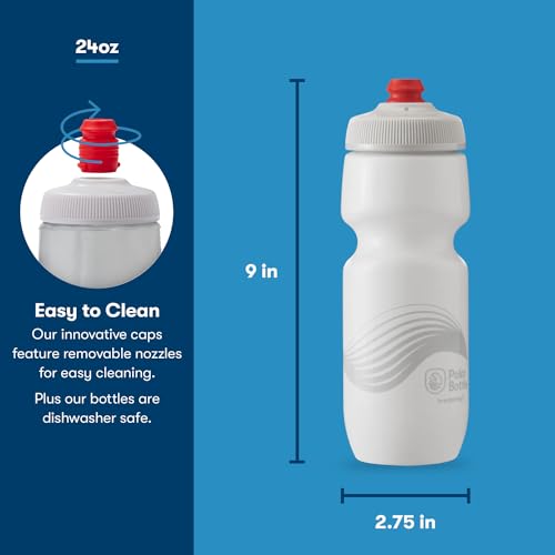 Polar Bottle - Breakaway - 24oz Wave, Ivory & Silver- Insulated Water Bottle for Cycling & Sports, Keeps Water Cooler Longer, Fits Most Bike Bottle Cages,White