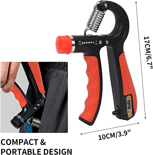 Image of Fitfix Advanced Adjustable Hand Grip Strengthener with Built-in Digital Counter for Men & Women - Your Ultimate Gym Companion for Forearm and Finger Power Training (60kg Resistance) colour may vary