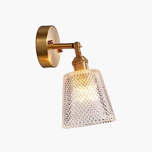 Aplique de pared de cobre y vidrio con alta transmisión de luz para dormitorio elegante