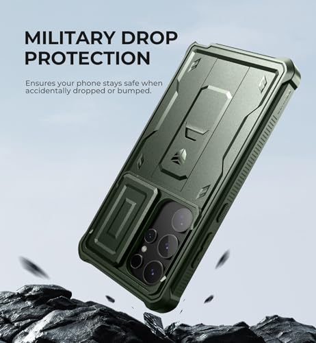 Dexnor for Samsung Galaxy S24 Ultra Case with Built-in Slide Camera Cover & Screen Protector & Kickstand,Shockproof Rugged Case Full-Body Bumper Protective Cover for Galaxy S24 Ultra (2024),Army Green by Dexnor - Image 6