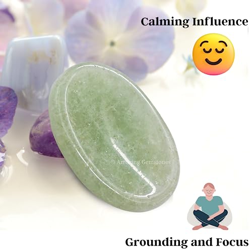 Image of Amazing Gemstone Green Aventurine Worry Stone Crystals and Healing Stones - Worry Stones for Stress Relief Gifts - Piedra Crystal Fidget for Meditation - Unique Stocking Stuffers and Birthday Gifts