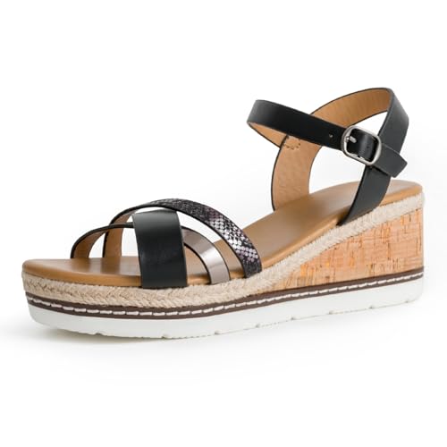 Womens Open Toe Dressy Platform Sandals Slip On Ankle Strap Wedges Sandals Buckle Ankle Strap Platform Wedge Sandals