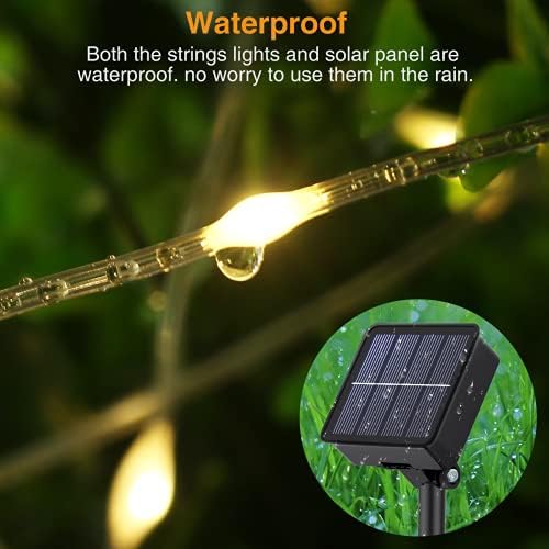 [2 Pack] Solar Fairy Lights Outdoor, 128 LED Solar String Rope Lights Waterproof, 12.8M/42ft 8 Modes PVC Copper Wire Solar Garden Fairy Lights for Trees Yard Wedding Patio Party Decoration(Warm White)