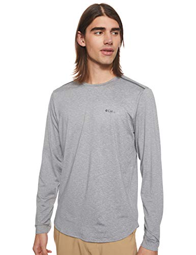 Columbia Men's Tech Trail II Long Sleeve Crew, UV Sun Protection, Moisture Wicking Fabric , Cool Grey , Medium