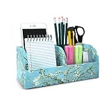 QIELIZI PU Leather Supply Organizer,Remote Control Holder Multifunctional Office Stationery Storage