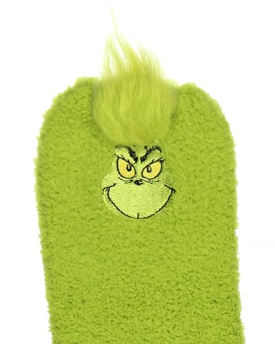 Image of MJC The Grinch Slipper Socks Matching Family Character Fuzzy Holiday Gripper Socks