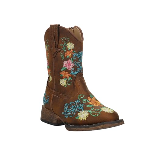 ROPER Toddler Girls Bailey Floral Square Toe Casual Boots Mid Calf - Brown - Size 8 M2