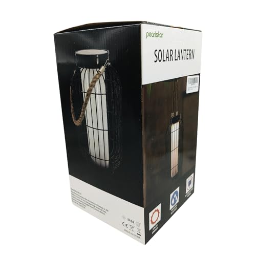 Lanterne solaire d'extérieur en métal noir robuste pour jardin - 4