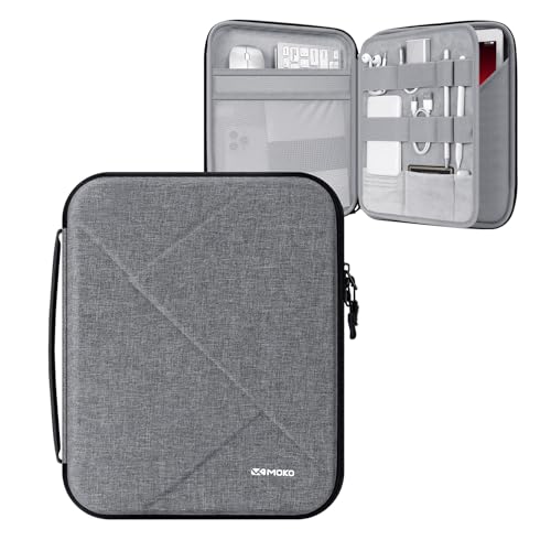 MoKo 13 inch Tablet Sleeve Bag for 13 inch iPad Air M4 2026, iPad Pro 13 M5/M4/Air M3/M2, iPadPro 12.9, Galaxy Tab S8+/S9+ 12.4, Hard Shell EVA iPad Bag with Storage and Padded Handle,Gray by MoKo - Used condition - CA$22.52