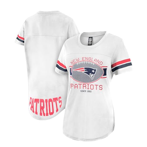 Ultra Game NFL Official Women's Super Soft Mesh Jersey T-Shirt, New England Patriots, White, Large