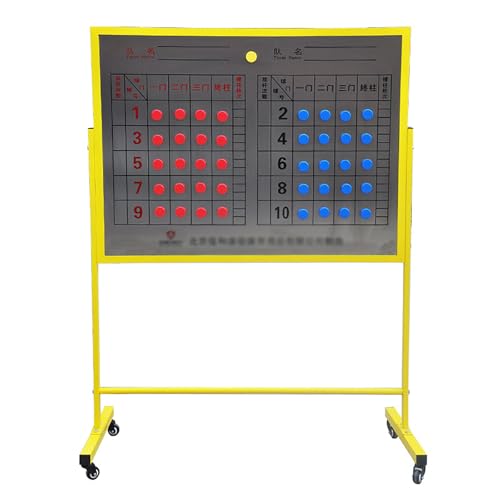 LBMED Magnetic Score Keeper, Croquet Scoreboard with Stainless Steel Panel and Bracket, Head-on Match Scoring and Backside Tactics Drill, Adjustable Height and 360° Convenient To Move, for Football