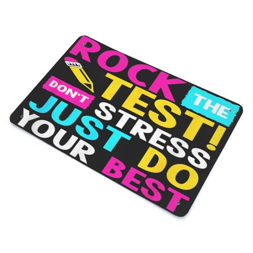 Rock The Test Don't Stress Just Do Your Best Teacher Testing Vintage Signs Room